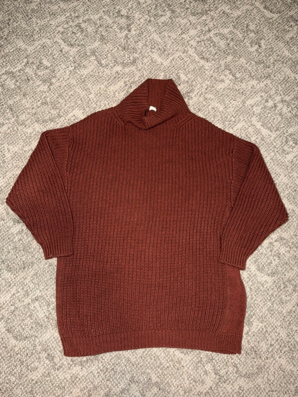Poetry Rust Brown Oversized Turtleneck Chunky Knit Sweater - Picture 9 of 9